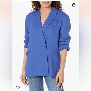 Madewell Blazer Athens Crossover Double Breasted Oversized Blue Linen